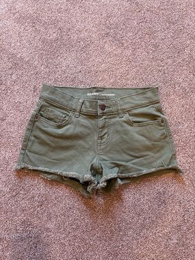 Old Navy Olive Green Frayed Hem Boyfriend Shorts
